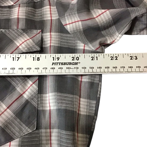 Vintage Levi's The Cowboys‎ Tailor Pearl Snap Gray Plaid Shirt M - Picture 5 of 8